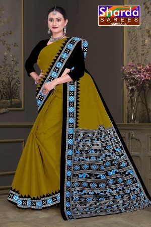 Choice of Orissa No. 2 cotton saree in dull yellow and black with simple design