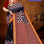 MAHA RUDRAKSH Cotton Saree in Black, Red & White with Authentic Design