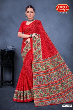 Shingar With B.P Cotton Saree in Red and Grey with Beautiful Design