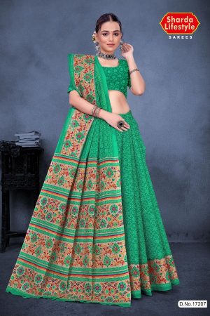 Shingar With B.P Cotton Saree in Green and Grey with Beautiful Design