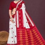 Super Hyko White Red Cotton Saree with Simple Design