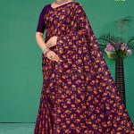 Milan Fashion Vol.02 cotton saree in purple and copper with floral design