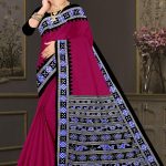 Choice of Orissa No. 2 cotton saree in dark pink and black with simple design