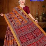 MAHA RUDRAKSH Cotton Saree in Maroon and Orange with Authentic Design