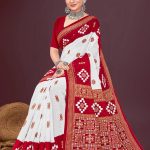 Super Hyko White Red Cotton Saree with Great Design