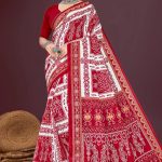 Super Hyko White Red Cotton Saree with Accent Design