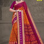 Zoya Bentex with BP Purple and Orange Saree with Stylish Design