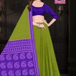 Two Heart Butti green and briggle cotton saree with a simple dotted design