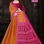 Two Heart Butti orange and pink cotton saree with a simple dotted design.