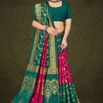 Tirupati Gold Cotton Saree in Green, Pink, and Golden with Embroidery Design