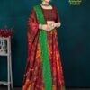 Beauty of Arunachal Pradesh Saree in red and orange with brown blouse