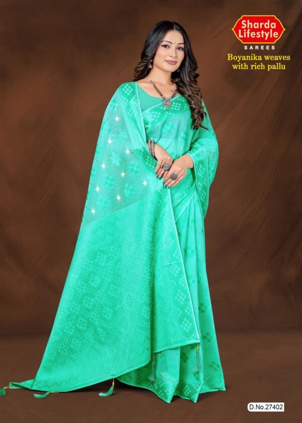 Boyanika Seafoam Green Saree with Rich Pallu