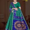 Chikan Kari Gold Green Saree with Hand Embroidery