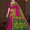 Chikan Kari Gold Saree in Pink and Olive with Hand Embroidery