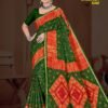 Chikan Kari Gold Saree in Olive Green with Traditional Embroidery