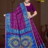 Chikan Kari Gold Saree in Violet and Blue with Traditional Embroidery