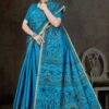 Crystal Varli Sky Blue Saree with Floral Print