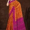 Fancy Lady Silky Orange Saree with Pink Blouse