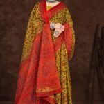 Fancy Lady Silky Yellow Saree with Floral Design
