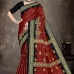 Gulshan Beauty Maroon Saree with Black Blouse