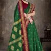Gulshan Beauty Green Saree with Brown Blouse