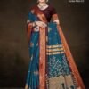 Hicross Copper Blue Saree with Brown Blouse