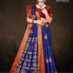 Hicross Copper Dark Blue Saree with Maroon Blouse