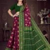 Israel Gold Dark Pink and Olive Saree with Olive Blouse