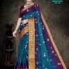Kathak Kali Embroidery Saree – Blue and Violet with Violet Blouse