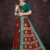 Manmohak Gold Brown Saree with Green Blouse