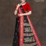 Meera Rani Copper Black Saree with Maroon Blouse