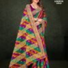 Pioneer Leheriya Gold Violet Orange Green Saree