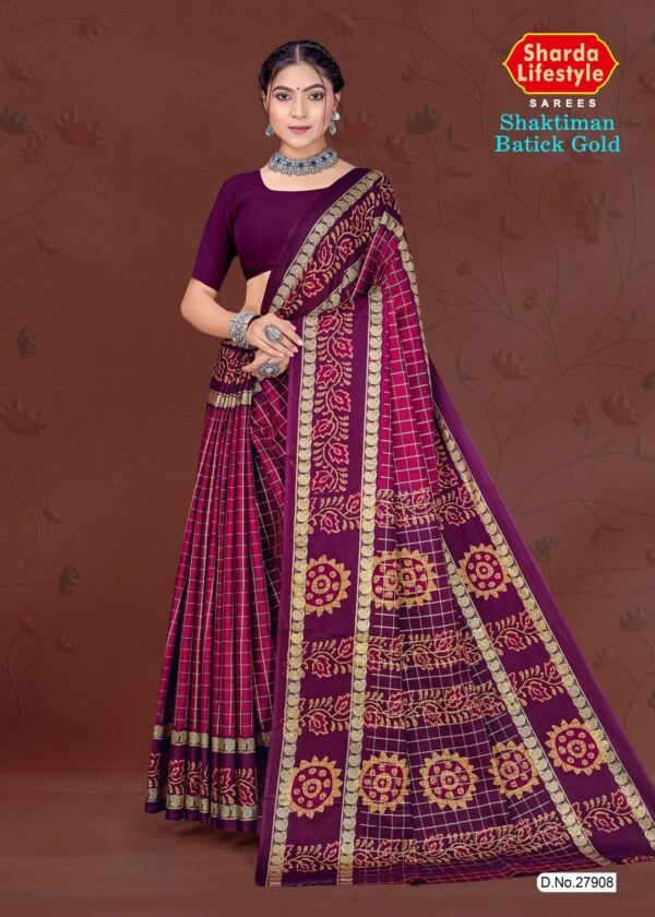 Shaktiman Batick Saree Barbie Pink Cotton with Batik Print