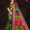 Thakar Dhani Gold Saree – Olive Green with Golden Motifs