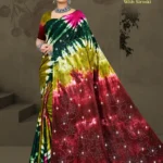 Crimson red Basmati Roomali saree with shimmering Siroski stone embellishments, ideal for weddings and traditional events by Sharda Sarees.