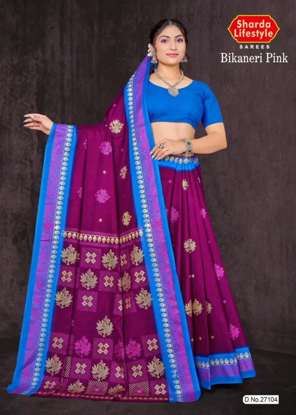 Royal purple saree with elegant leaf motifs – Mystic Vines by Sharda Sarees