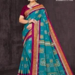 Cyan blue silk saree with soft weaving and traditional elegance – Mystic Cyan Grace by Sharda Sarees