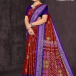 Mocha brown silk saree with purple Kaath embroidery – Royal Mocha Charm by Sharda Sarees