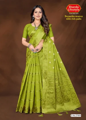 Mehendi green silk saree with rich ornate pallu – Sharda Sarees Mehendi Charm