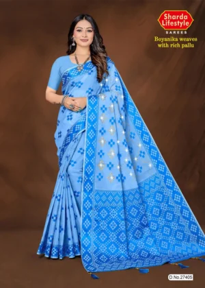 Deep sapphire blue silk saree with richly woven pallu – Sapphire Elegance by Sharda Sarees