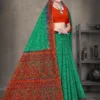 Green and orange Sone Pe Shuhaga saree with traditional floral border from Sharda Sarees