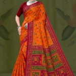 Chef Master Designer Saree in Orange and Magenta Tribal Print
