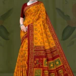 Chef Master Designer Saree in Mustard Yellow and Maroon Tribal Print