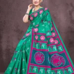 Colours Varli Malai Designer Saree in Emerald Green Tribal Print