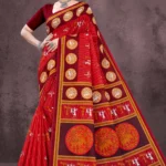 Colours Varli Malai Designer Saree in Crimson Red Tribal Print