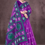 Colours Varli Malai Designer Saree in Purple and Green Tribal Print