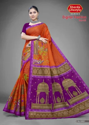 Digital Fashion Vol 03 Sunset Violet Saree by Sharda Sarees with artistic digital print and festive detailing