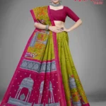 Digital Fashion Vol 03 Olive Green Pink Saree by Sharda Sarees featuring artistic digital print and festive detailing