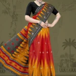 Hollywood Handloom Red Yellow Designer Saree by Sharda Sarees with traditional woven styling
