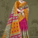 Hollywood Handloom Mustard Saree by Sharda Sarees featuring traditional woven festive styling